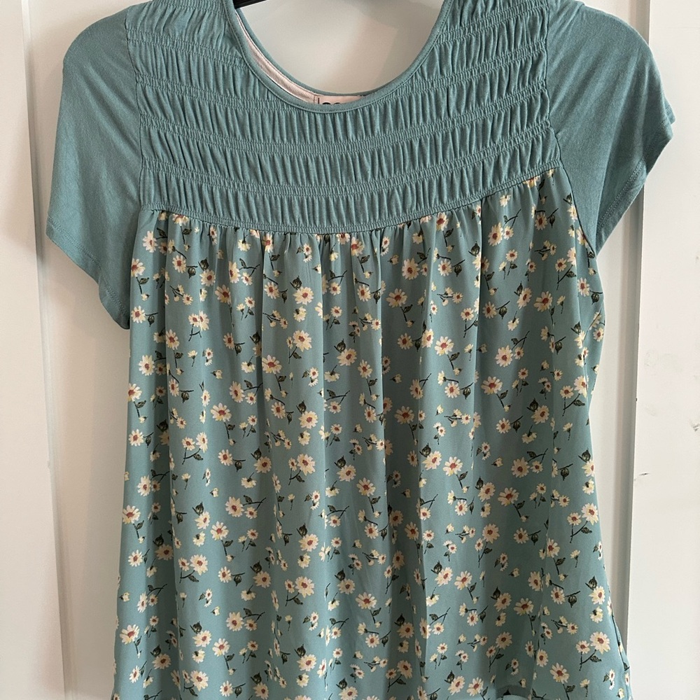 SO Green Smocked Blouse with Elegant Style